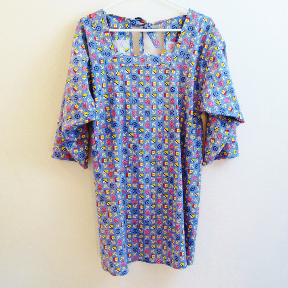 Artist Utility Apron-Sleeves-Nautical Print-Ties